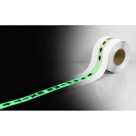 Ergomat Durastripe In-Line 4in x 50ft Glow Custom Text White with Glow Stripe DSIL450W-GT1